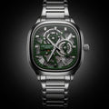 Lee Cooper Green Square Skeleton Watch for Men | Luxury Stainless Steel Bracelet Skeleton