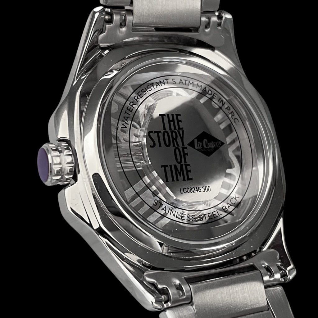 Lee Cooper Octagon Skeleton Watch for Men | Silver Stainless Steel Light Blue Dial Luxury Skeleton