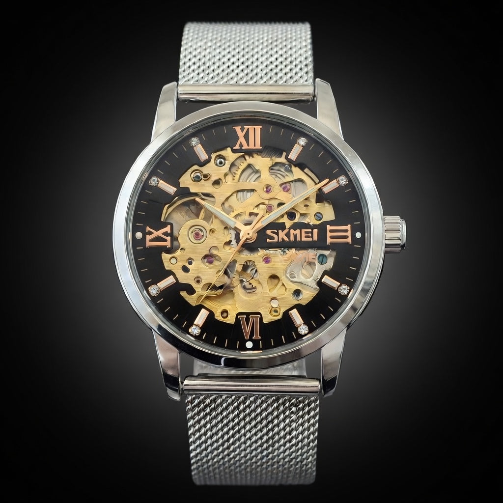 SKMEI Luxury Skeleton Watch - Mesh Stainless Steel | Classic men's watch