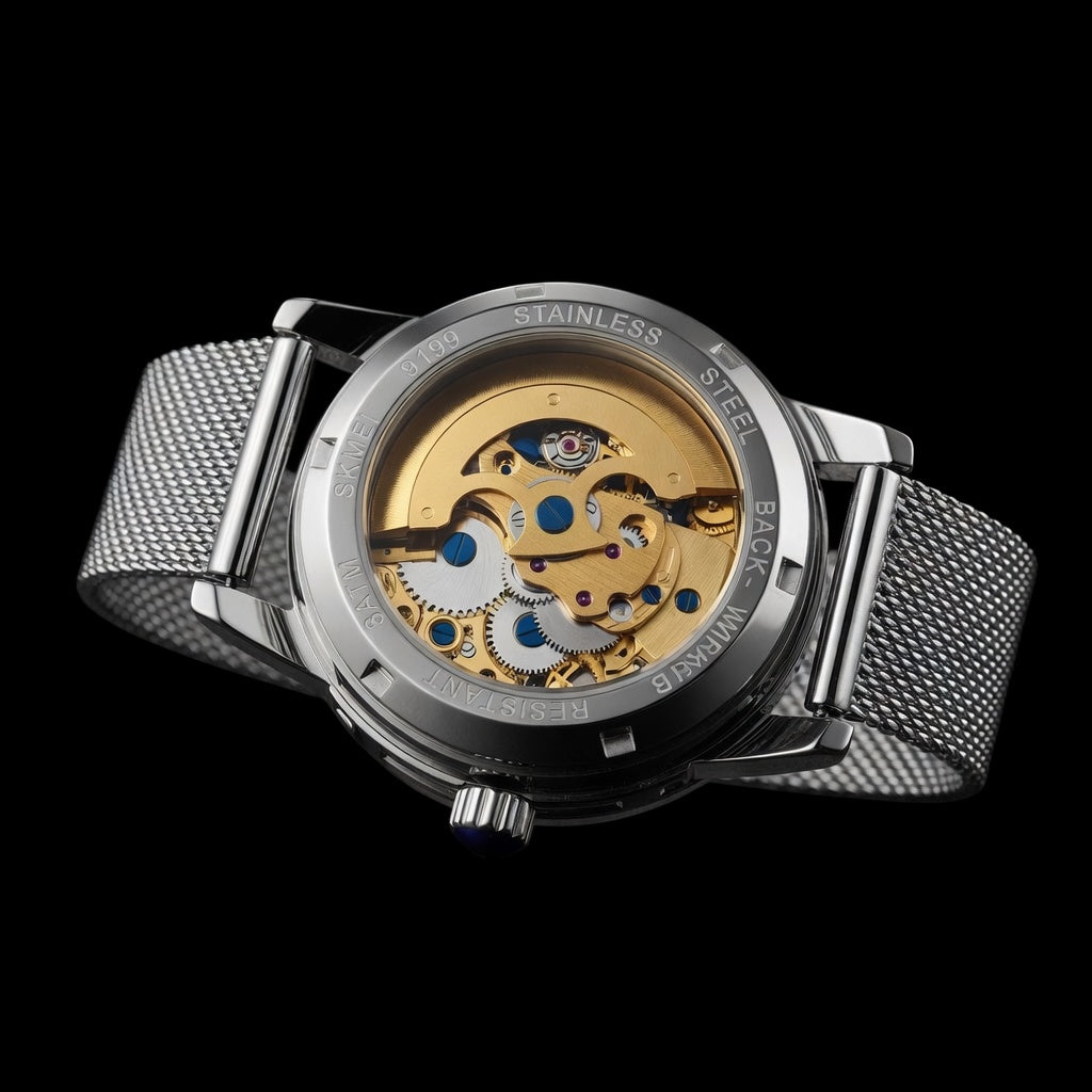 SKMEI Luxury Skeleton Watch - Mesh Stainless Steel | Classic men's watch